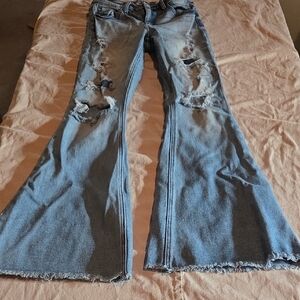 KanCan Light Blue Distressed Flare Jeans
